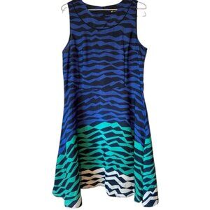 Papillon Midi Color Block Print Dress, Women's Large